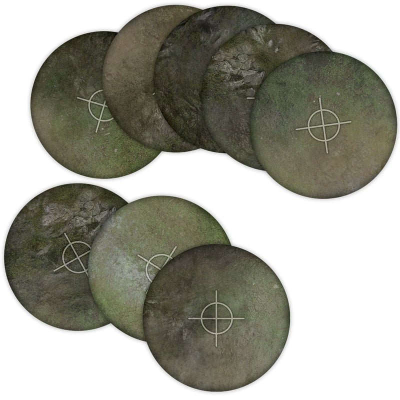 Neoprene Objective Templates ‘Fantasy’ 40mm + 6″ diameter - Mantic Games