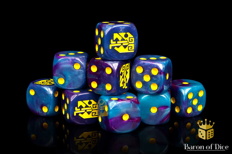 Aztec Lizard Dice - Turquoise -  (25 Rounded) - Baron of Dice