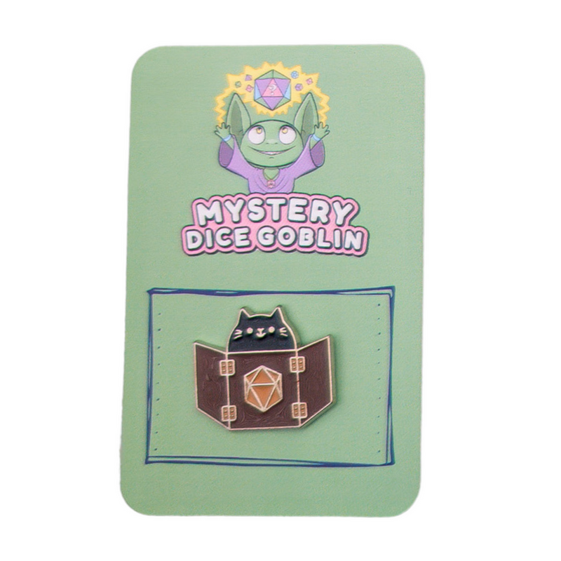 Meowster Cat Pin - Mystery Goblin Dice Enamel Pin - Mystery Dice Goblin