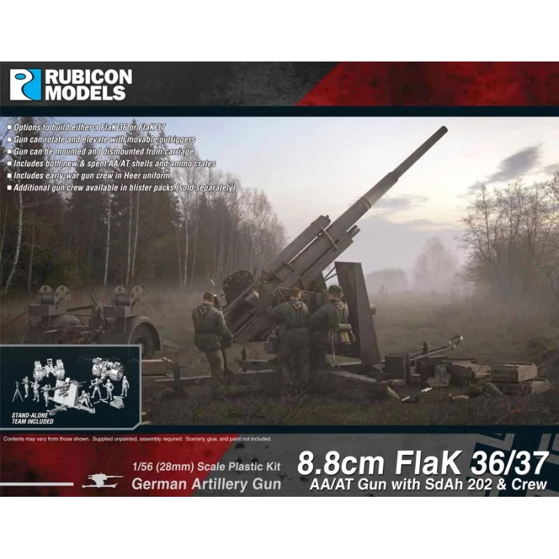 Rubicon Models - 8.8cm Flak 36/37 AA/AT Gun with SdAh 202 & Crew - Rubicon Models LTD