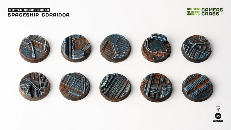 Spaceship Corridor Bases - Round 25mm (x10) - Gamers Grass