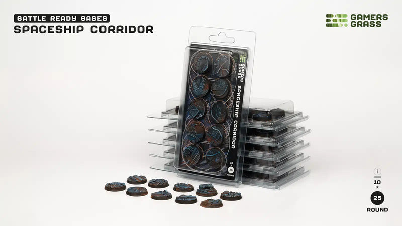 Spaceship Corridor Bases - Round 25mm (x10) - Gamers Grass