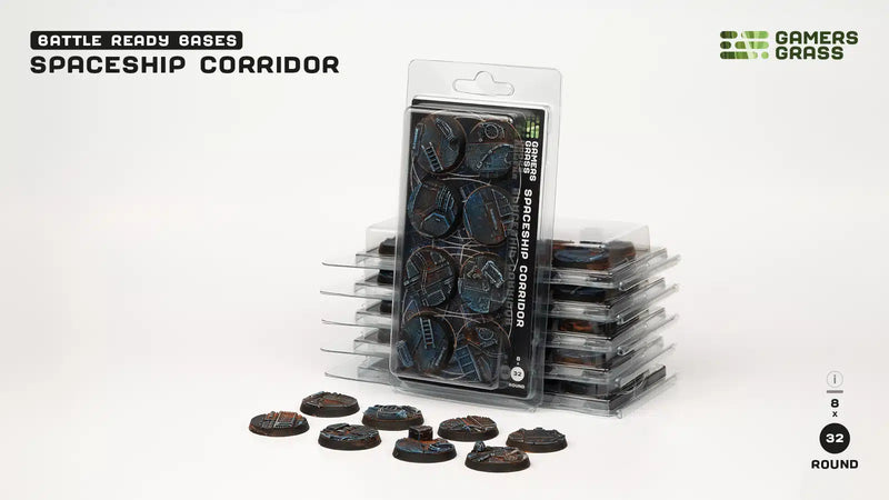 Spaceship Corridor Battle Ready Bases - Round 32mm (x8) - Gamers Grass