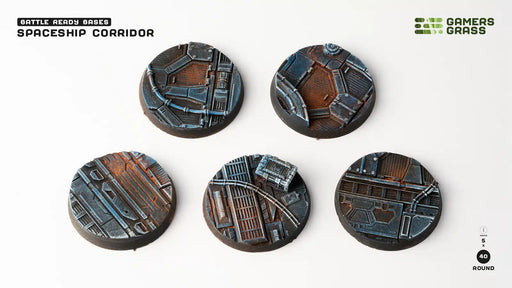 Spaceship Corridor Bases - Round 40mm (x5) - Gamers Grass
