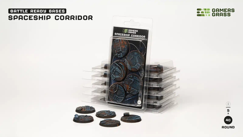 Spaceship Corridor Bases - Round 40mm (x5) - Gamers Grass