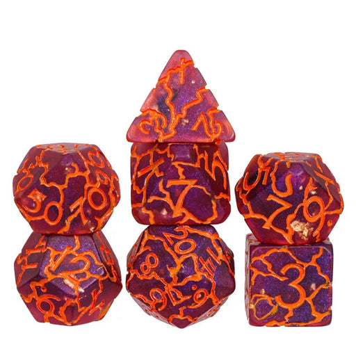 Molten Magma - Crackle Resin RPG Dice Set - Udixi Dice