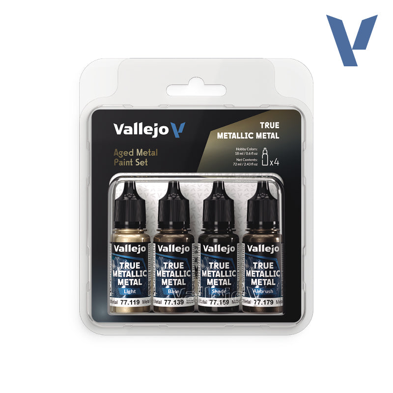 Paint Set - Aged Metal (x4 Colours) - Vallejo True Metallic Metal