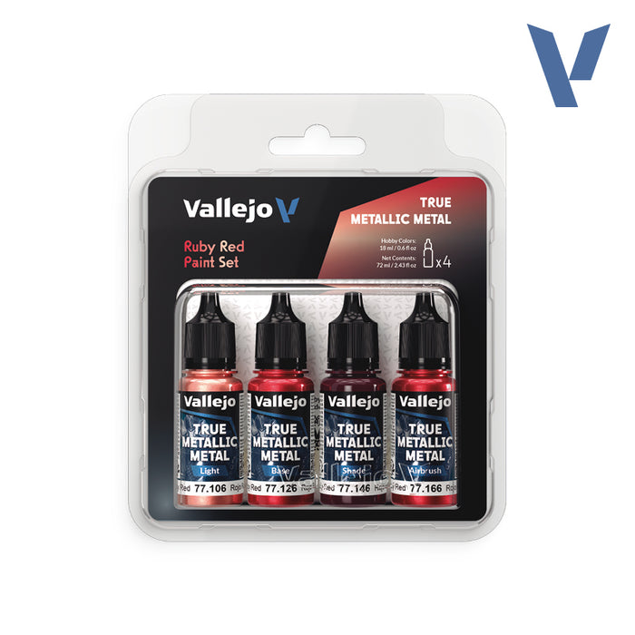 Paint Set - Ruby Red (x4 Colours) - Vallejo True Metallic Metal