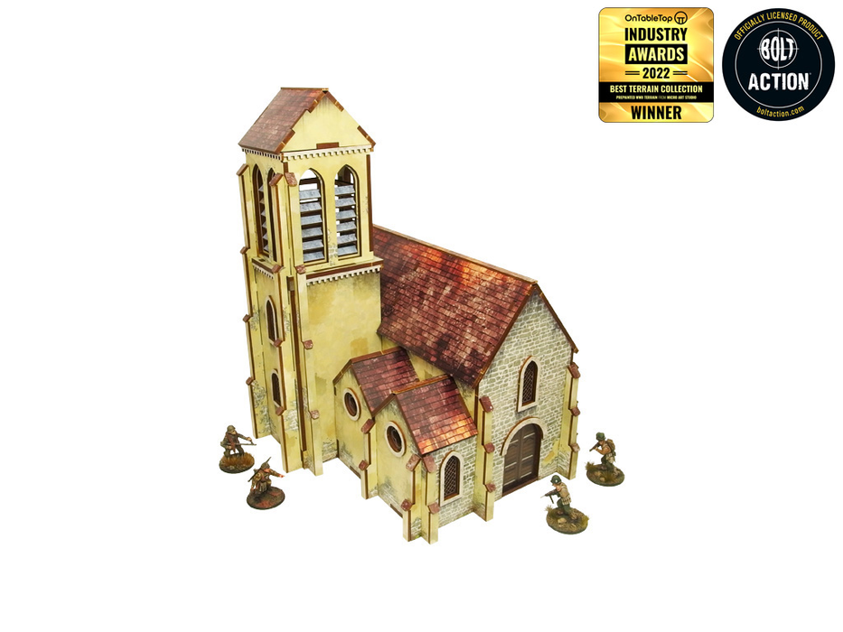WW2 Normandy Church Pre-Painted - Micro Art Studio