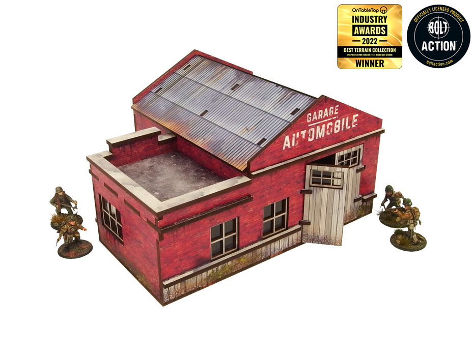 WW2 Normandy Garage with Petrol Station Pre-Painted - Micro Art Studio