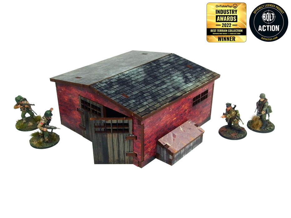 WW2 Normandy Large Brick Shed Pre-Painted - Micro Art Studio