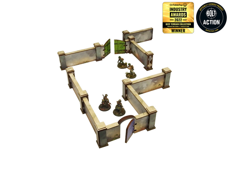 WW2 Normandy Wall with Gate (High) Pre-Painted - Micro Art Studio