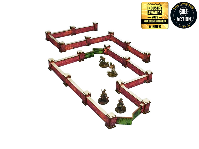 WW2 Normandy Wall with Gate (low) Pre-Painted - Micro Art Studio