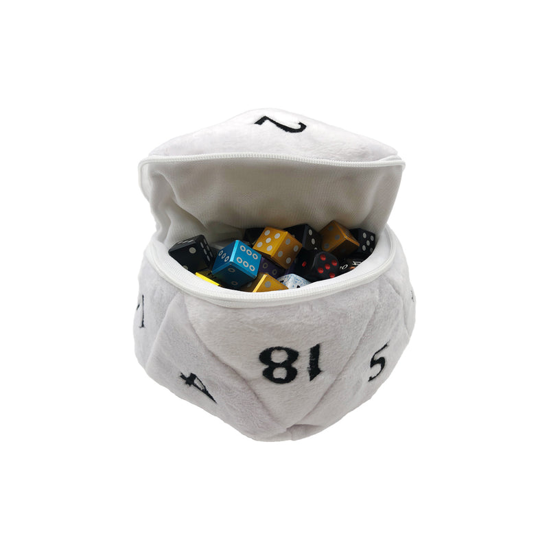 D20 Plush Dice Bag - White - Ultra Pro