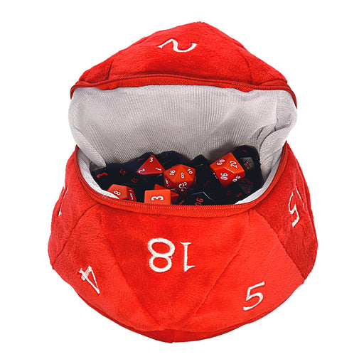 Red and White D20 Plush Dice Bag for Dungeons & Dragons - Ultra Pro
