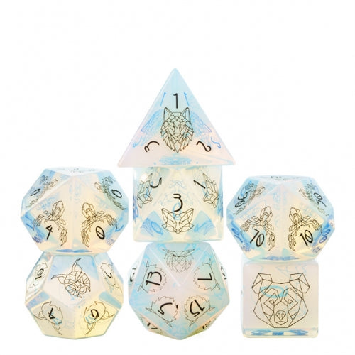 Artic Blast - Cyber Beasts - Semi-Precious Gemstone Dice - Udixi Dice