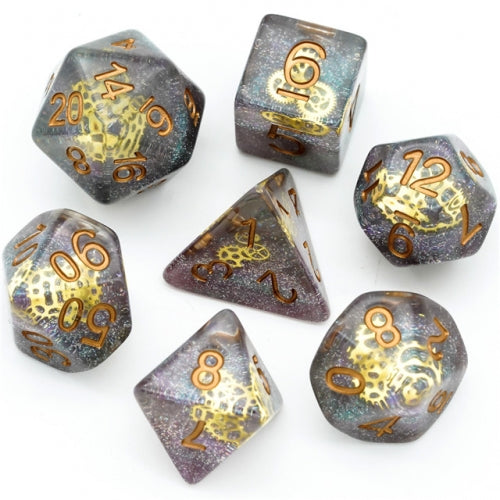 Glitter Mini Gears - UDIXI Entombed Poly Dice set - Udixi Dice