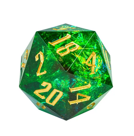 Emerald Envy D20 - 33mm Entombed Resin
