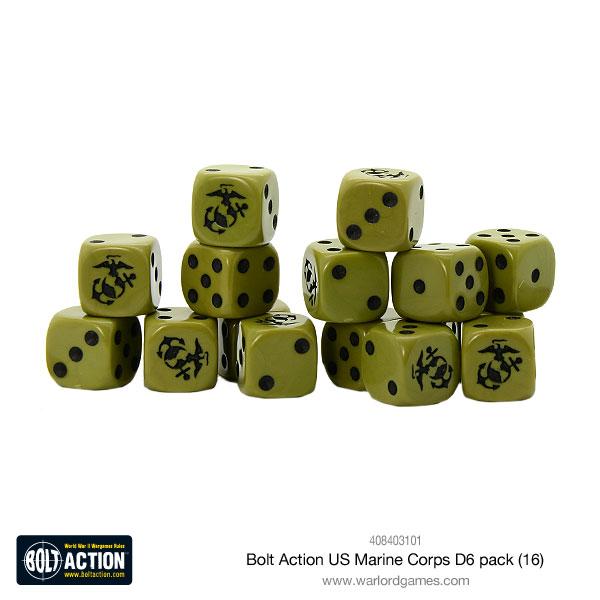 Bolt Action US Marine Corps D6 Dice (16) - Warlord Games