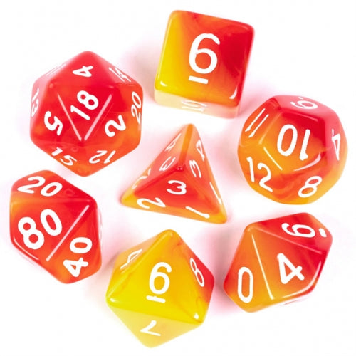 Sunset Sparkle - Colour Blend Dice - Udixi RPG Acrylic Dice Set - Udixi Dice