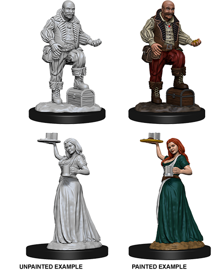 Pathfinder Deep Cuts Unpainted Miniatures: Merchants (Serving Girl/Merchant) - Wizkids