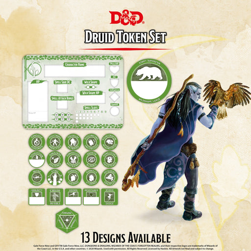 D&D RPG: Druid Token Set ( Player Board & 22 Tokens) - Gale Force Nine
