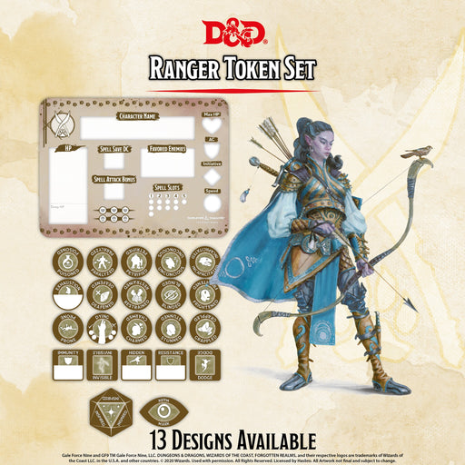 D&D RPG: Ranger Token Set ( Player Board & 22 Tokens) - Gale Force Nine