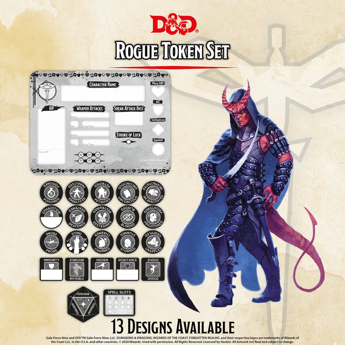 D&D RPG: Rogue Token Set ( Player Board & 23 Tokens) - Gale Force Nine
