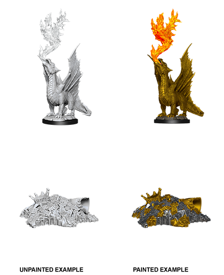 D&D Nolzur's Marvelous Miniatures: Gold Dragon Wyrmling & Half Eaten Treasure Pile - Wizkids