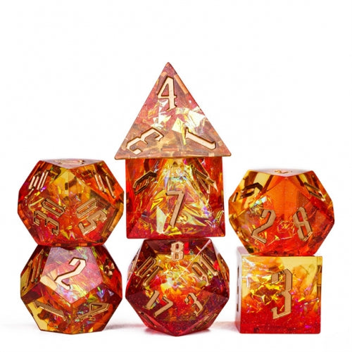Phoenix Ashes - Candy Glitter Paper Dice - RPG Dice Set - Udixi Dice