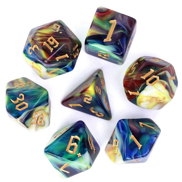Elemental Wonders - Colour Blend Dice - Udixi RPG Acrylic Dice Set - Udixi Dice