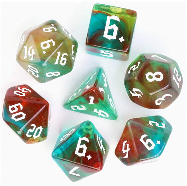 Elvish Vengeance - Colour Blend Dice - Udixi RPG Acrylic Dice Set - Udixi Dice