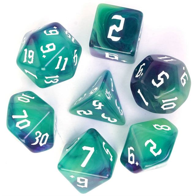 Regal Envy - Colour Blend Dice - Udixi RPG Acrylic Dice Set - Udixi Dice