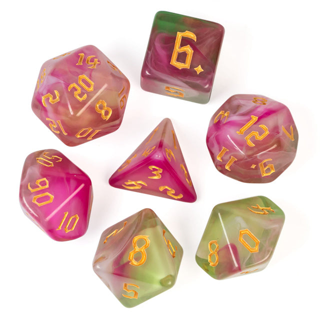 Floral Delights - Colour Blend Dice - Udixi RPG Acrylic Dice Set - Udixi Dice