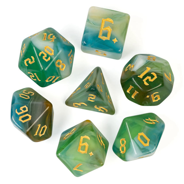 Mystical Marsh - Colour Blend Dice - Udixi RPG Acrylic Dice Set - Udixi Dice
