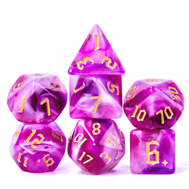 Magenta Swirls - Colour Blend Dice - Udixi RPG Acrylic Dice Set - Udixi Dice