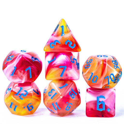 Fruit Swirls - Colour Blend Dice - Udixi RPG Acrylic Dice Set - Udixi Dice