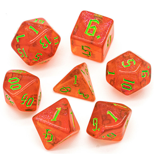 Watermelon Crush - Acrylic Glitter Dice - Udixi RPG Dice Set - Udixi Dice