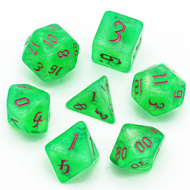 Lime Sparkle - Acrylic Glitter Dice - Udixi RPG Dice Set - Udixi Dice