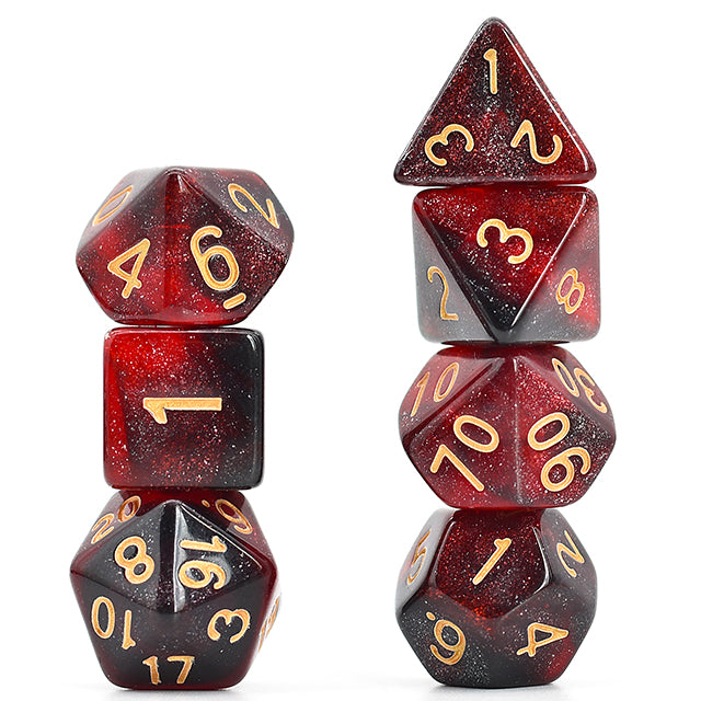 Vampire Lust - Acrylic Glitter Dice - Udixi RPG Dice Set - Udixi Dice