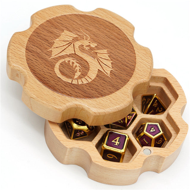 Dragon - Beech Hexagonal Wooden Box - Udixi Dice