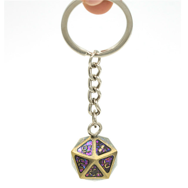 Bronze and Glitter - D20 Keyring - Udixi Dice