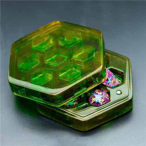 Green - Resin Hexagon Box - Udixi Dice