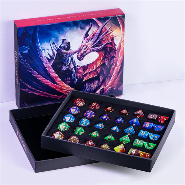 Dragons and Warriors - Acrylic RPG Dice Gift Box - Udixi Dice