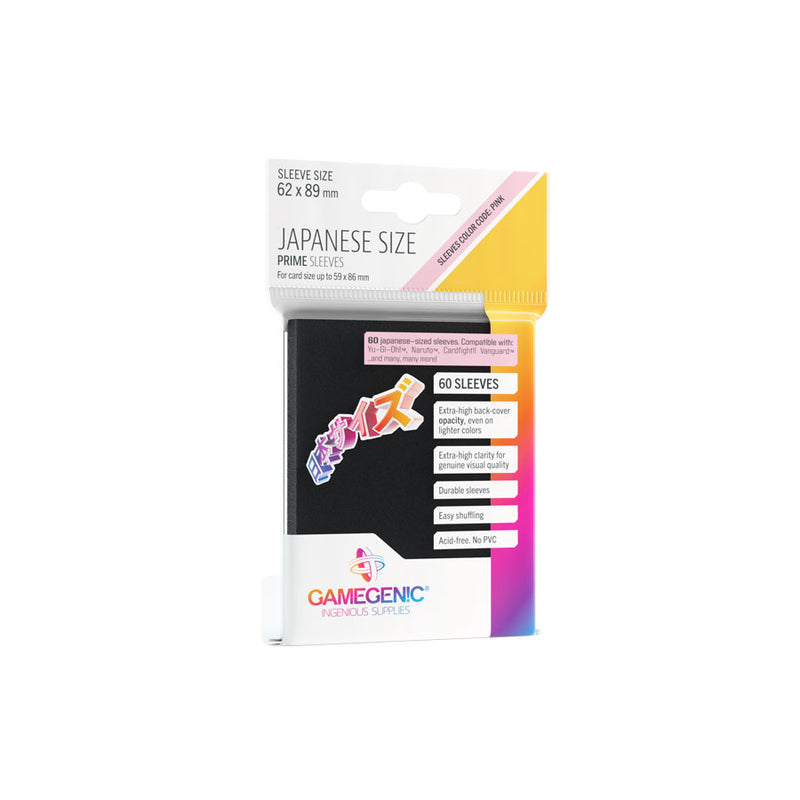 Gamegenic Prime Japanese Sized Sleeves Black (60 ct.) - Gamegenic