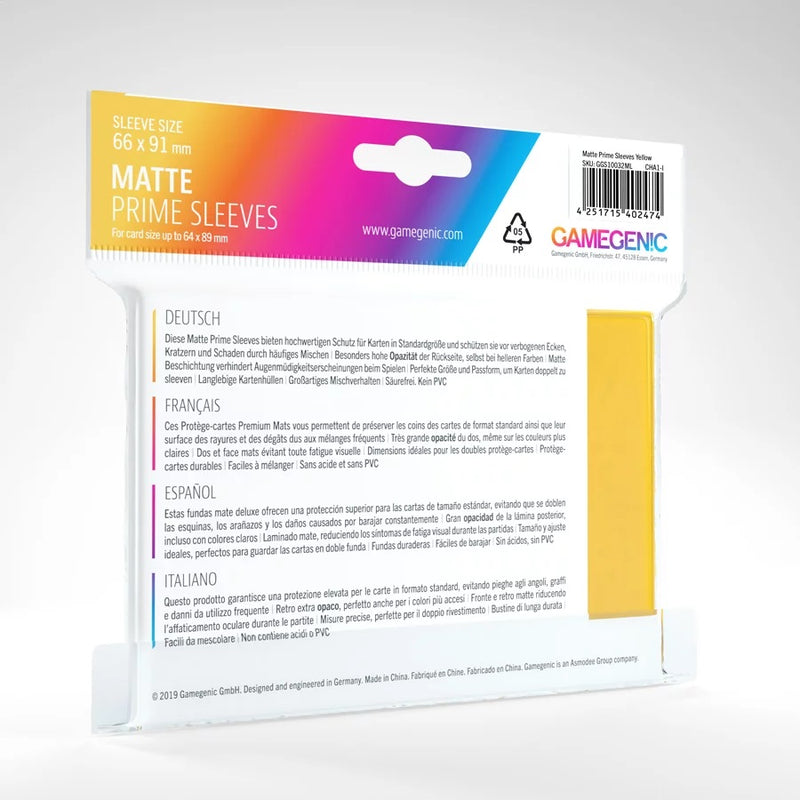 Gamegenic Matte Prime Sleeves Yellow (100 ct.) - Gamegenic
