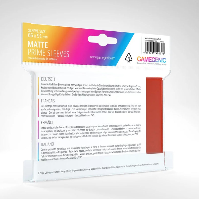 Gamegenic Matte Prime Sleeves Red (100 ct.) - Gamegenic