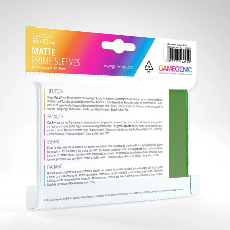 Gamegenic Matte Prime Sleeves Green (100 ct.) - Gamegenic