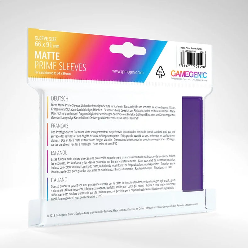 Gamegenic Matte Prime Sleeves Purple (100 ct.) - Gamegenic