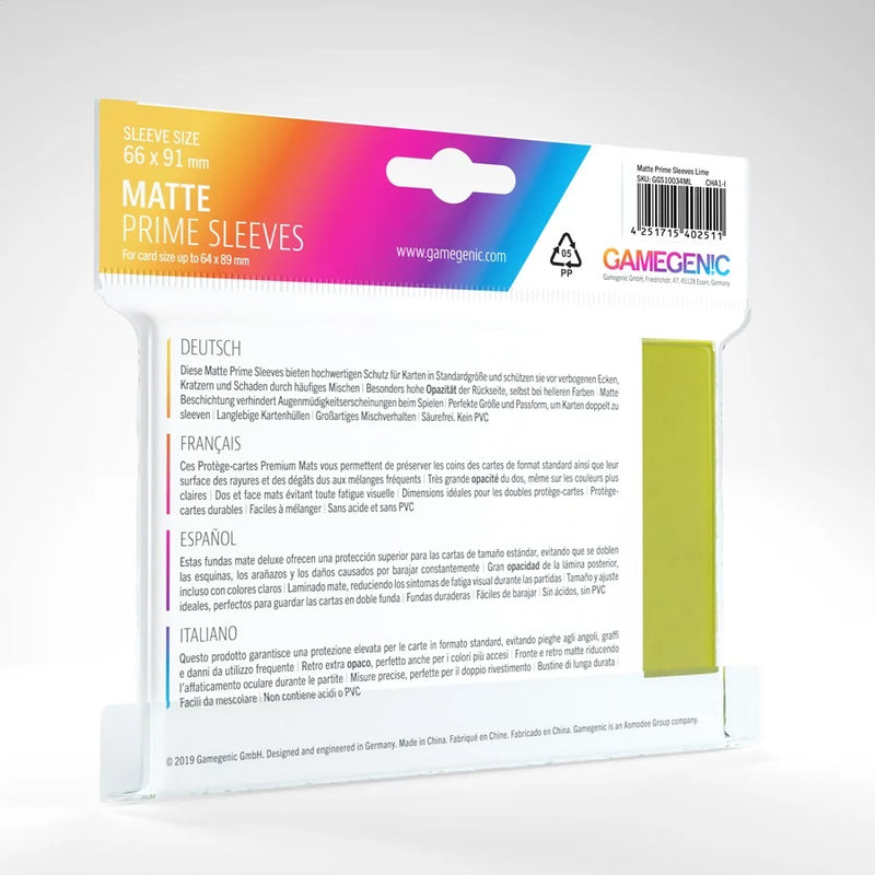 Gamegenic Matte Prime Sleeves Lime (100 ct.) - Gamegenic